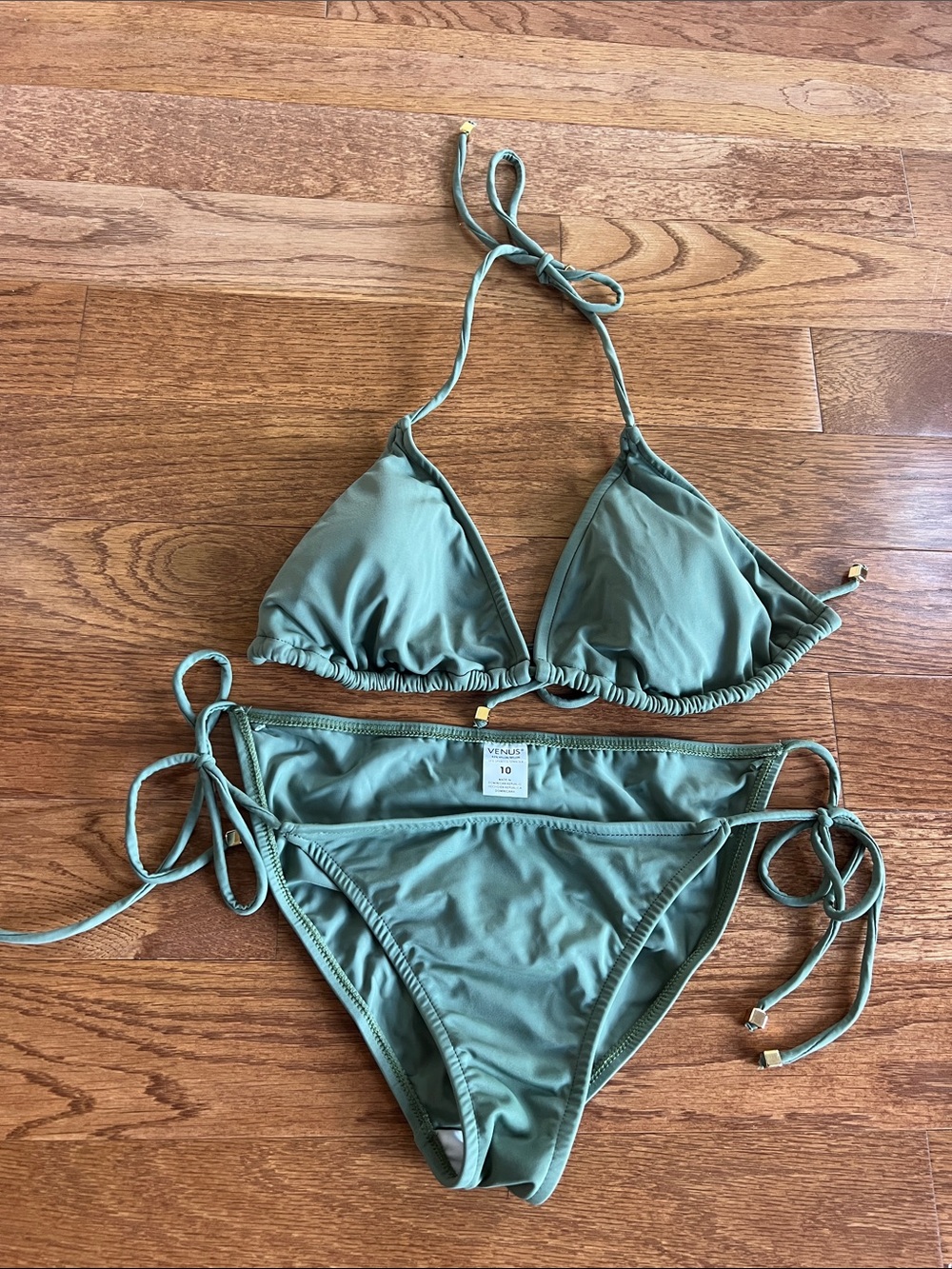 VENUS Olive Green Triangle String Bikini set